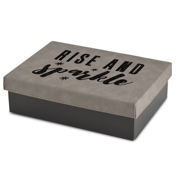 Custom Glitter / Sparkle Quotes and Sayings Medium Gift Box w/ Engraved Leather Lid