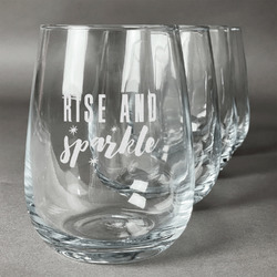 Glitter / Sparkle Quotes and Sayings Stemless Wine Glasses (Set of 4) (Personalized)
