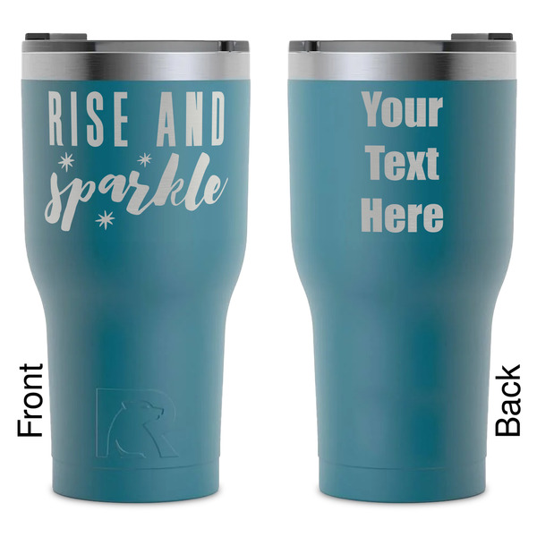 Custom Glitter / Sparkle Quotes and Sayings RTIC Tumbler - Dark Teal - Laser Engraved - Double-Sided