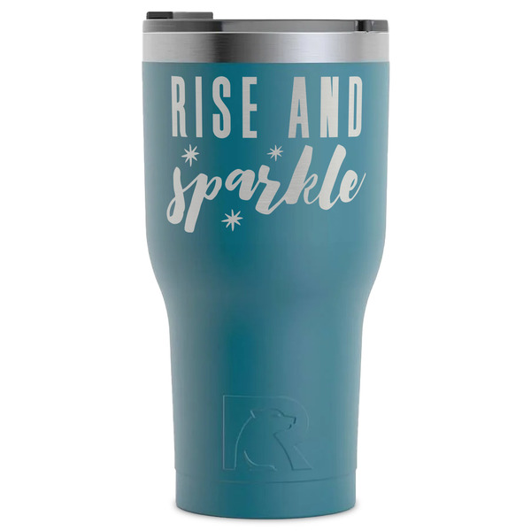 Custom Glitter / Sparkle Quotes and Sayings RTIC Tumbler - Dark Teal - Laser Engraved - Single-Sided