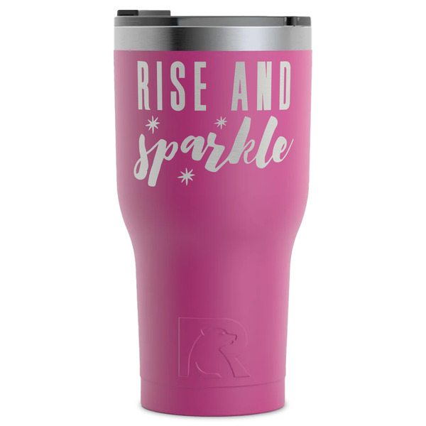 Custom Glitter / Sparkle Quotes and Sayings RTIC Tumbler - Magenta - Laser Engraved - Single-Sided