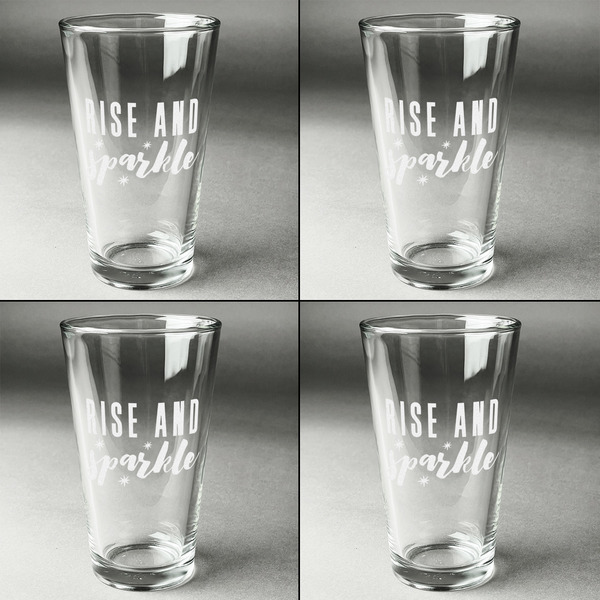 Glitter / Sparkle Quotes and Sayings Set of Four Engraved Beer Glasses - Individual View