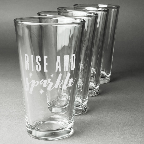 Custom Glitter / Sparkle Quotes and Sayings Pint Glasses - Engraved (Set of 4)