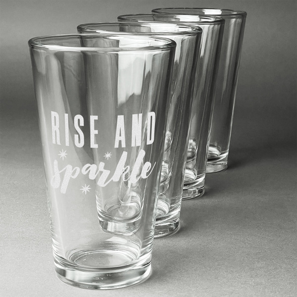 Glitter / Sparkle Quotes and Sayings Set of Four Engraved Pint Glasses - Set View