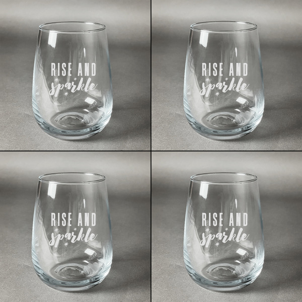Glitter / Sparkle Quotes and Sayings Set of Four Personalized Stemless Wineglasses (Approval)