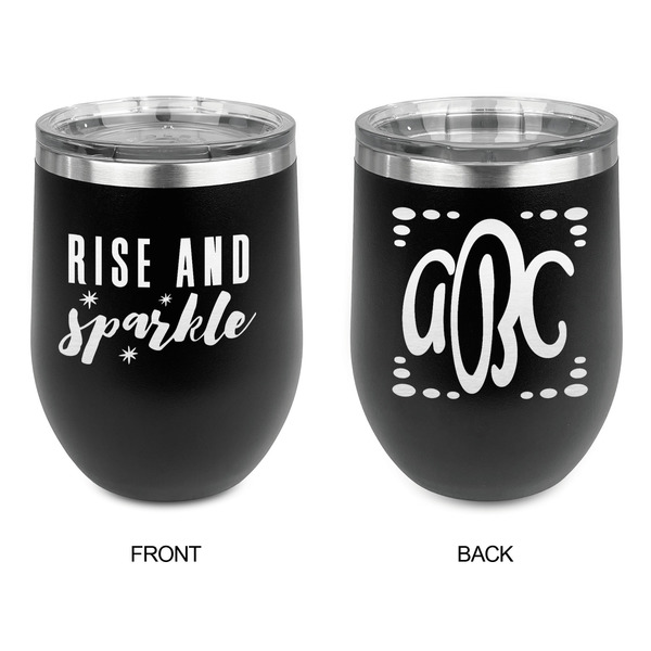 Glitter / Sparkle Quotes and Sayings Stainless Wine Tumblers - Black - Double Sided - Approval