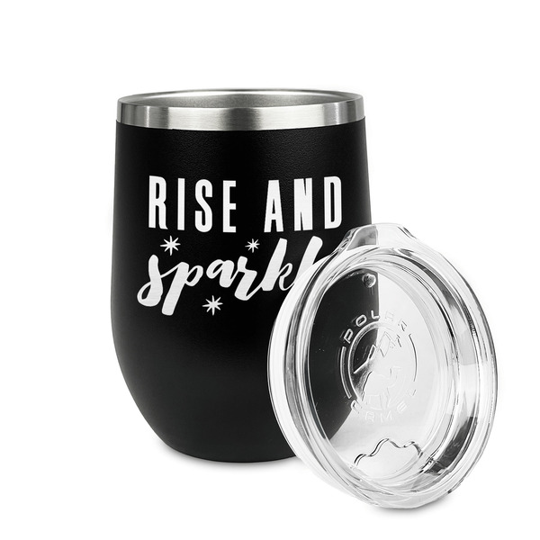 Glitter / Sparkle Quotes and Sayings Stainless Wine Tumblers - Black - Single Sided - Alt View
