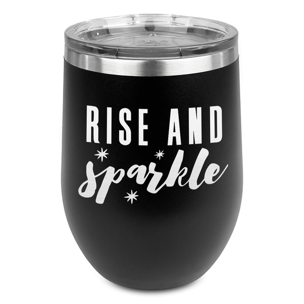 Custom Glitter / Sparkle Quotes and Sayings Stemless Stainless Steel Wine Tumbler