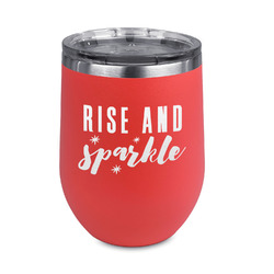 Glitter / Sparkle Quotes and Sayings Stemless Stainless Steel Wine Tumbler - Coral - Double Sided