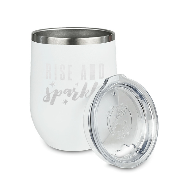 Glitter / Sparkle Quotes and Sayings Stainless Wine Tumblers - White - Double Sided - Alt View