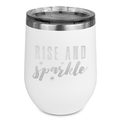 Glitter / Sparkle Quotes and Sayings Stemless Stainless Steel Wine Tumbler - White - Double Sided