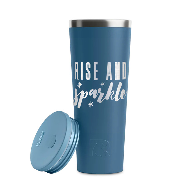 Glitter / Sparkle Quotes and Sayings Steel Blue RTIC Everyday Tumbler - 28 oz. - Lid Off