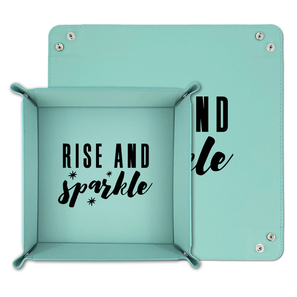 Glitter / Sparkle Quotes and Sayings Teal Faux Leather Valet Trays - PARENT MAIN