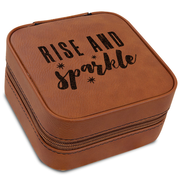 Custom Glitter / Sparkle Quotes and Sayings Travel Jewelry Box - Leather