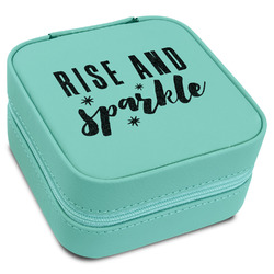 Glitter / Sparkle Quotes and Sayings Travel Jewelry Box - Teal Leather