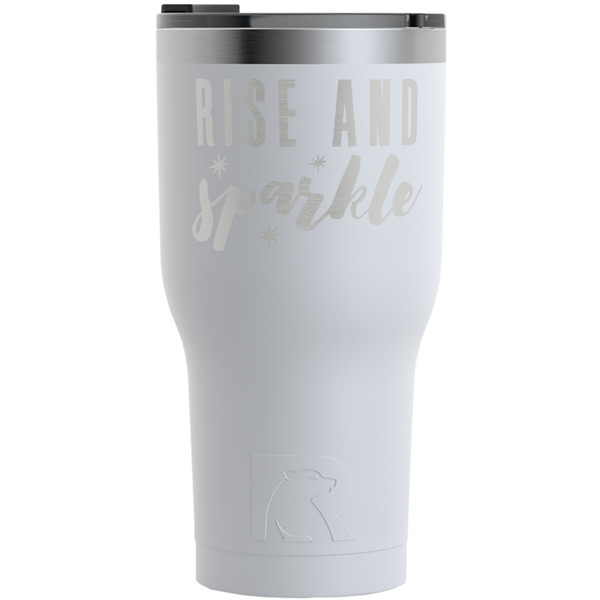 Custom Glitter / Sparkle Quotes and Sayings RTIC Tumbler - White - Engraved Front