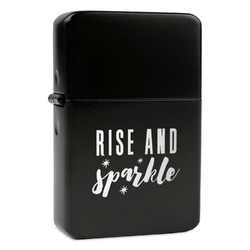 Glitter / Sparkle Quotes and Sayings Windproof Lighter - Black - Double Sided & Lid Engraved