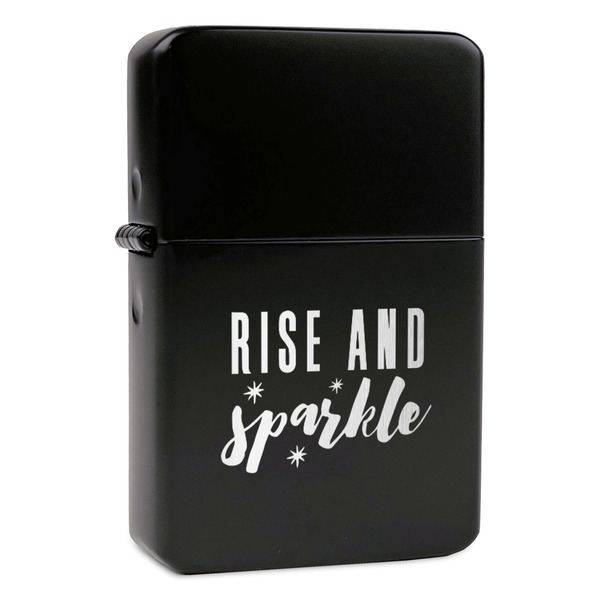 Custom Glitter / Sparkle Quotes and Sayings Windproof Lighter - Black - Double Sided