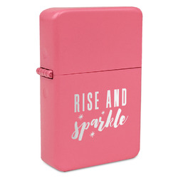 Glitter / Sparkle Quotes and Sayings Windproof Lighter - Pink - Double Sided & Lid Engraved