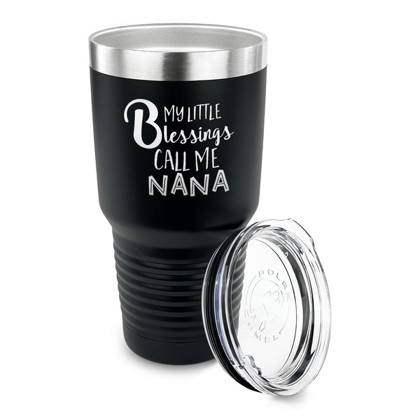 Grandparent Quotes and Sayings 30 oz Stainless Steel Ringneck Tumblers - Black - LID OFF