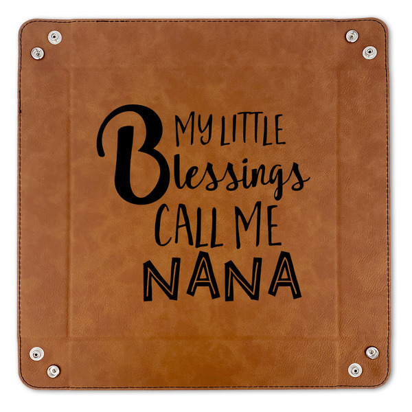 Grandparent Quotes and Sayings 9" x 9" Leatherette Snap Up Tray - APPROVAL (FLAT)