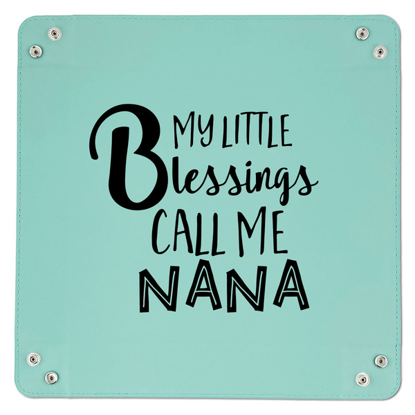 Grandparent Quotes and Sayings 9" x 9" Teal Leatherette Snap Up Tray - APPROVAL