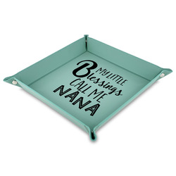 Grandparent Quotes and Sayings 9" x 9" Teal Faux Leather Valet Tray