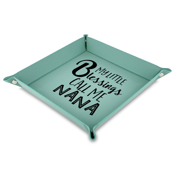Custom Grandparent Quotes and Sayings 9" x 9" Teal Faux Leather Valet Tray