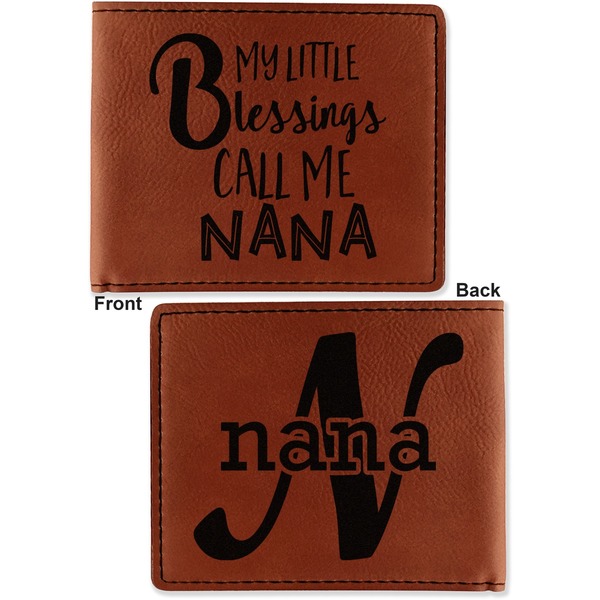 Grandparent Quotes and Sayings Cognac Leatherette Bifold Wallets - Front and Back