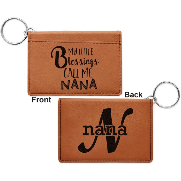 Grandparent Quotes and Sayings Cognac Leatherette Keychain ID Holders - Front and Back Apvl