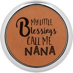 Grandparent Quotes and Sayings Leatherette Round Coaster w/ Silver Edge - Single or Set