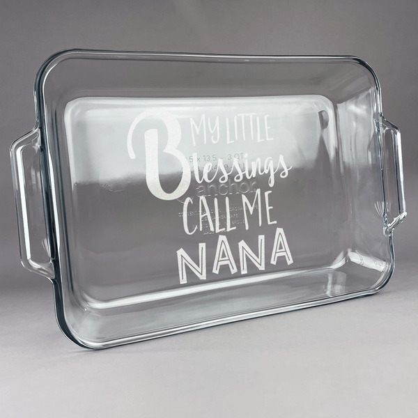 Custom Grandparent Quotes and Sayings Glass Baking Dish with Truefit Lid - 13in x 9in