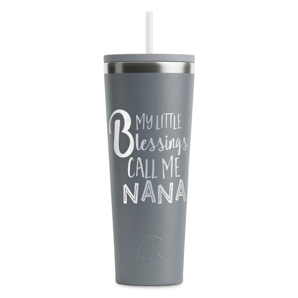Custom Grandparent Quotes and Sayings RTIC Everyday Tumbler with Straw - 28oz - Grey - Single-Sided
