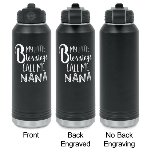 Grandparent Quotes and Sayings Laser Engraved Water Bottles - 2 Styles - Front & Back View