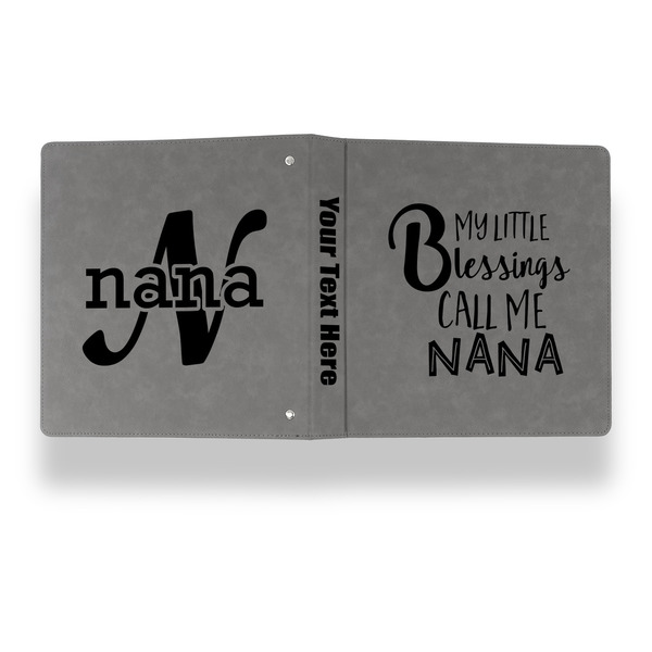 Grandparent Quotes and Sayings Leather Binder - 1" - Grey - Back Spine Front View