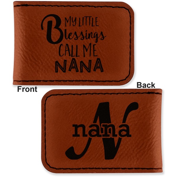 Grandparent Quotes and Sayings Leatherette Magnetic Money Clip - Front and Back