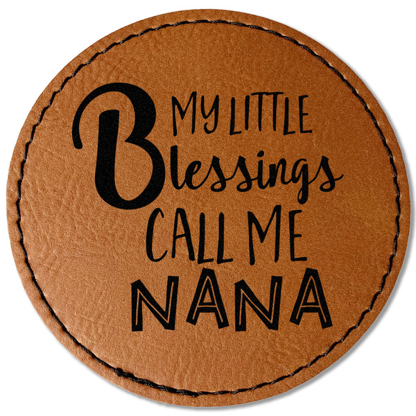 Custom Grandparent Quotes and Sayings Faux Leather Iron On Patch - Round
