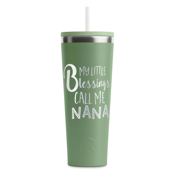 Custom Grandparent Quotes and Sayings RTIC Everyday Tumbler with Straw - 28oz - Light Green - Double-Sided