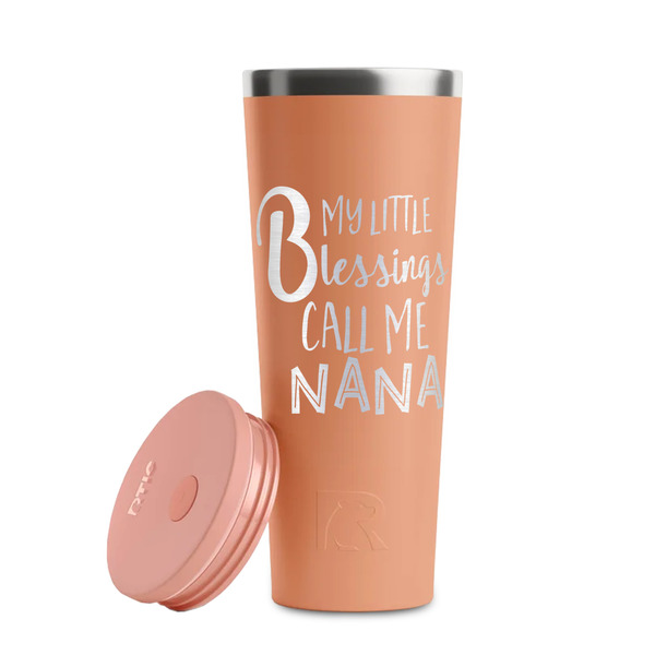 Grandparent Quotes and Sayings Peach RTIC Everyday Tumbler - 28 oz. - Lid Off