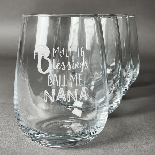 Custom Grandparent Quotes and Sayings Stemless Wine Glasses (Set of 4)