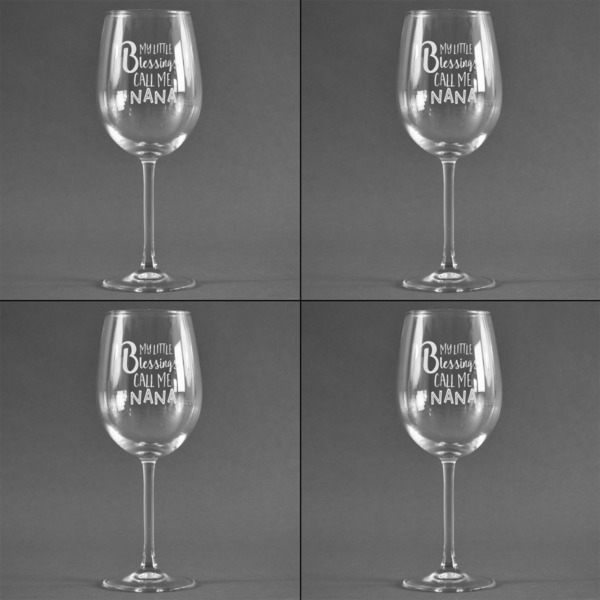 Grandparent Quotes and Sayings Set of Four Personalized Wineglasses (Approval)