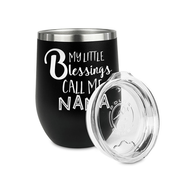 Grandparent Quotes and Sayings Stainless Wine Tumblers - Black - Double Sided - Alt View