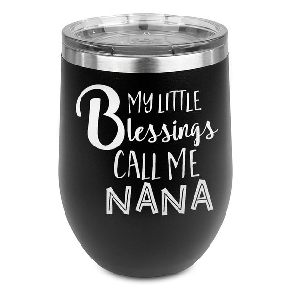 Custom Grandparent Quotes and Sayings Stemless Stainless Steel Wine Tumbler - Black - Single Sided