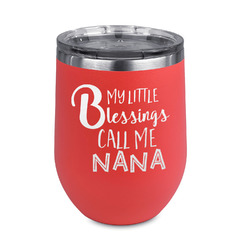 Grandparent Quotes and Sayings Stemless Stainless Steel Wine Tumbler - Coral - Double Sided