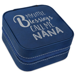 Grandparent Quotes and Sayings Travel Jewelry Box - Navy Blue Leather