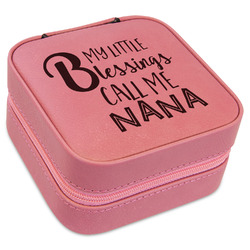 Grandparent Quotes and Sayings Travel Jewelry Boxes - Pink Leather