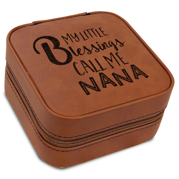 Custom Grandparent Quotes and Sayings Travel Jewelry Box - Leather