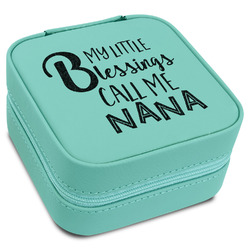 Grandparent Quotes and Sayings Travel Jewelry Box - Teal Leather