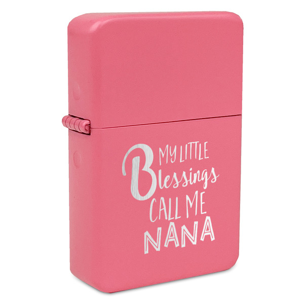 Custom Grandparent Quotes and Sayings Windproof Lighter - Pink - Single Sided & Lid Engraved