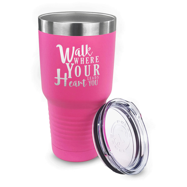 Heart Quotes and Sayings 30 oz Stainless Steel Ringneck Tumblers - Pink - LID OFF